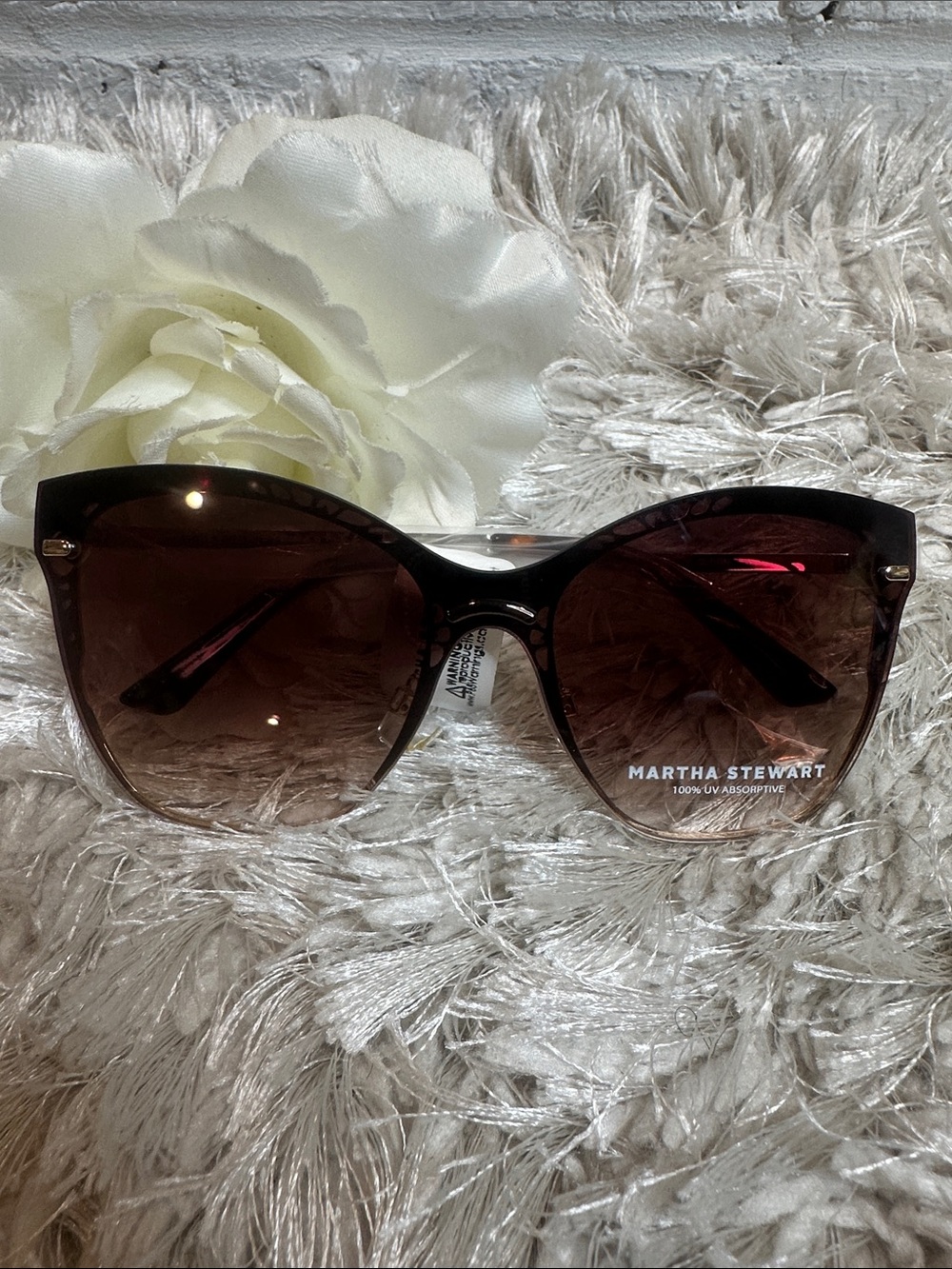 🆕NWT Martha Stewart Cat Eye Women's Brown Gradient Oversized Sunglasses